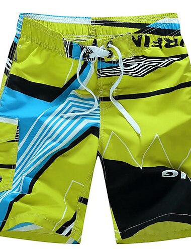  Herren Bademode Surfshorts Badehose Schwimmshorts kurz Rasche Trocknung Leicht Surfshorts Badeanzug Mit Taschen Mesh-Futter Kordelzug Schwimmen Surfen Wassersport Bedruckt