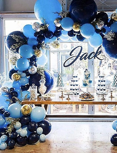  106 pièces bleu marine étoilé bleu nuit bleu encre bleu sequin ballon chaîne ensemble ouverture fête décoration
