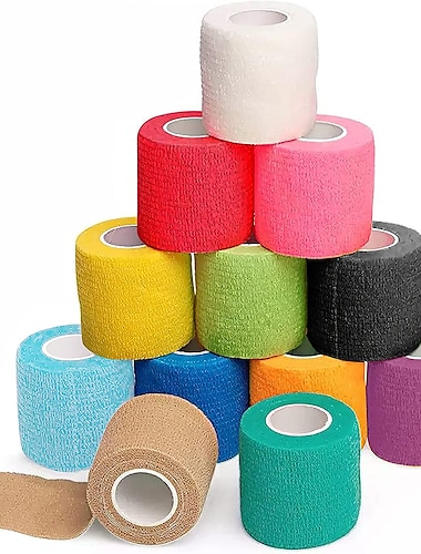  selbstklebende Bandage einfarbig Vlies atmungsaktiv&amp; Wasserfestes Vet Wrap 5 x 450 cm (2 Zoll x 5 Yards)