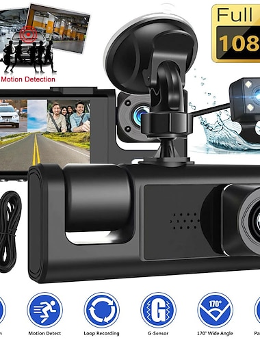 1080p Nouveau design / HD / Surveillance à 360 ° DVR de voiture 170 Degrés Grand angle 2 pouce LCD Dash Cam avec Vision nocturne / G-Sensor / Surveillance du stationnement 4 LED infrarouge
