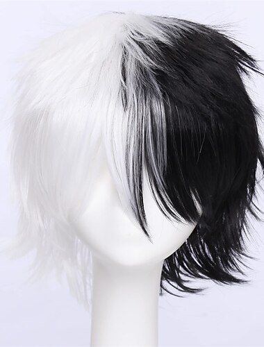  Women Men Cosplay Hair Wig Short Straight Anime Party Dress Fluffy  Full Wigs Light Blue Carnival Wigs
