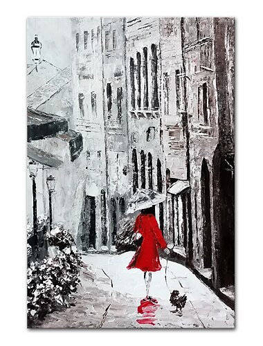  ミンチュラ手作り都市風景油絵キャンバス壁アート装飾現代抽象絵画家の装飾のためのロールフレームレスストレッチされていない絵画