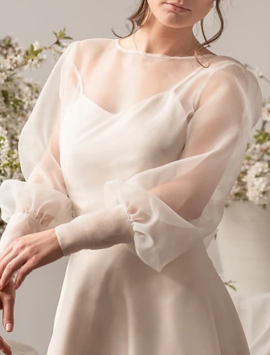  Wraps til damer Bolero Violer & Tyndere Brude Solbeskyttelse Langærmet Organza Brudesjaler Med Sløjfe(r) Til Bryllup Alle årstider