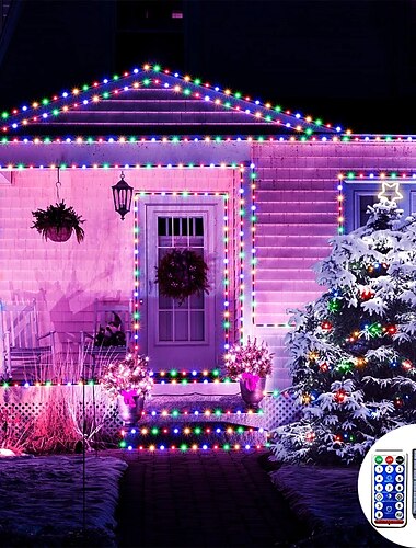  Cadena de luces de hadas al aire libre solar 30m-300leds 50m-500leds luces de árbol de control remoto a prueba de agua fiesta de bodas de navidad jardín de vacaciones decoración de la casa del árbol