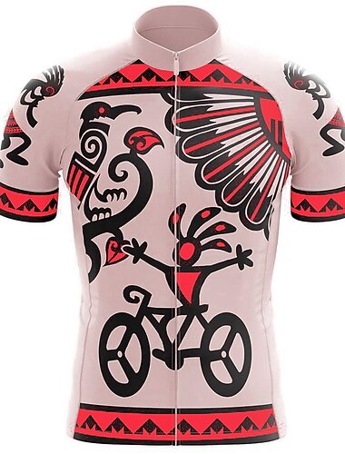  Herre Sykkeltrøyer Grafisk Morsom Kortermet Sykkel Jersey Topper med 3 baklommer Fjellsykling Veisykling Hurtigtørkende Refleksbånd Tilbake Lomme Fukttransport sport Hvit Gul Rød Klær