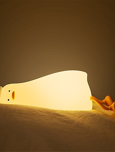  led nattljus liggande platt anka silikon usb laddning säng med sömn nattljus klappa dimmer atmosfär bordslampa present