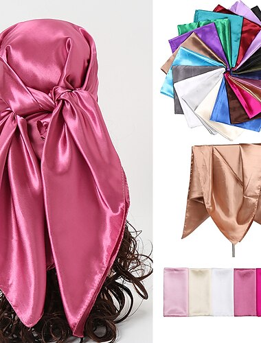  Pañuelo hijab de 90x90cm para mujer, 1 Uds., 90x90cm, pañuelo de satén de seda, pañuelos para el pelo, chales cuadrados para mujer, pañuelos para la cabeza para mujer