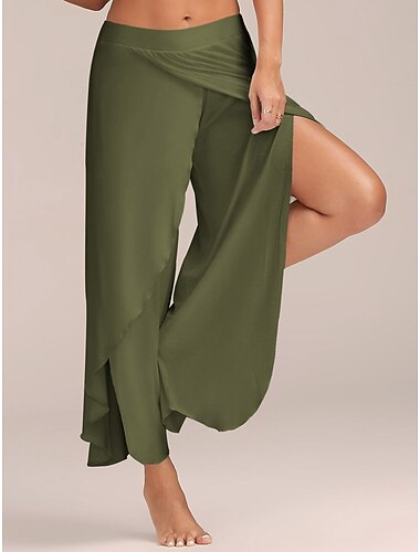  Damen-Culottes, Chinos mit weitem Bein, Rüschen, mehrlagig, dehnbar, mittlere Taille, einfach, lässig/sportlich, lässig, täglich, Schwarz, Weiß, S, M, Sommer, Frühling&amp; fallen