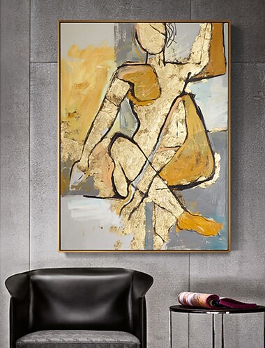  mintura handgemachte abstrakte goldene Figur Ölgemälde auf Leinwand Wandkunst Dekoration modernes Bild für Wohnkultur gerolltes rahmenloses ungedehntes Gemälde