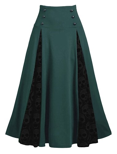 jupe femme jupe longue swing jupe midi dentelle patchwork crâne vacances décontracté quotidien hiver mode été noir violet vert