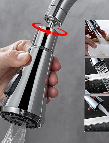  3 funksjoner sprayhode 360 svingbar kran sprayhode g1/2 vannbesparende oppvaskkum lufter for kjøkkenkran erstatning sprayhode