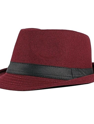  Herren Kentucky Derby Hut Fedora-Hut Hut mit Krempe Schwarz Rote Polyester Sport & Outdoor Lässig Einfacher Stil Party / Abend Täglich Ferien