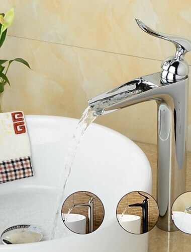  robinet de lavabo de salle de bain - robinets de bain monotrou cascade chromés