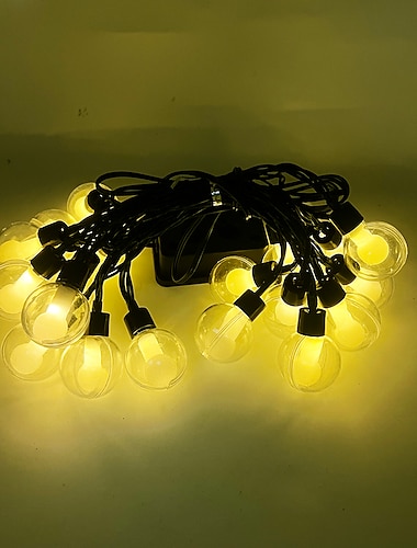  Cadena de luces solares para exteriores con forma de bola de los deseos, 5 m, 20 LED y 7 m, 50 LED, luces de hadas impermeables para Navidad, jardín, patio y decoración de fiestas navideñas, 1 juego