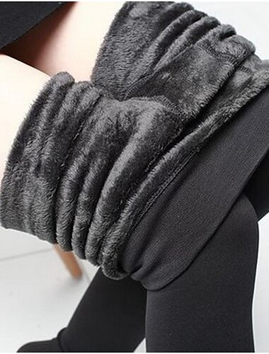  Naisten Normaali Fleece-housut Sukkahousut Leggingsit Muoti Täyspitkä Keskivyötärö Tavallinen Vatsatuki Peppua kohottava Mukavuus Elastinen Päivittäin Musta Harmaa Syystalvi Hoikka