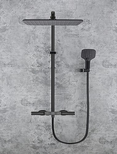  Duscharmatur, Duschsystem-Set – Handbrause inklusive, moderne verchromte / galvanisierte Halterung außerhalb des Keramikventils, Badewannen-Duschmischbatterien