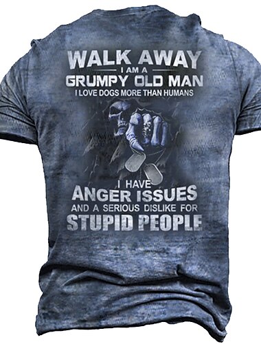  Herren Schädel Buchstabe Grafikdrucke Lustige T-Shirts Mürrisches altes Mann-T-Shirt T-Shirt 3D-Druck Rundhalsausschnitt Hemd Vintage Sport Designer Outdoor Straße Täglich Schwarz Blau Purpur Sommer