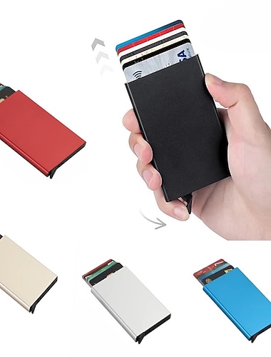  aluminium kartenhalter id rfid kreditkartenhalter automatische pop-up bankkartenbox smart schnellverschluss frauen brieftasche mini auto paket