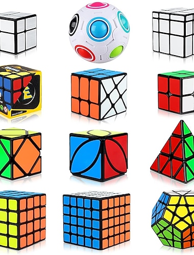  Juego de cubos de velocidad, 12 piezas, cubo mágico, cubo IQ, 2*2*2 3*3*3 4*4*4, paquete de cubos de velocidad, cubo antiestrés, cubo de rompecabezas de nivel profesional, juguete de velocidad,