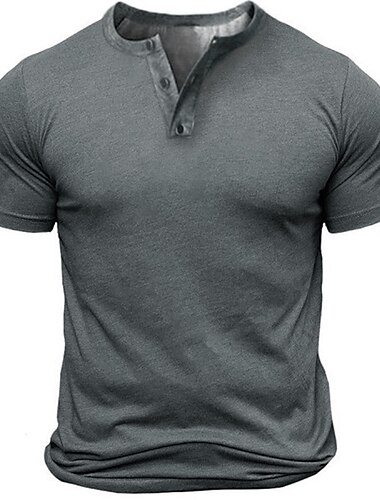  Voor heren T-shirt met knopen Henley-shirt T-shirt Korte mouw Henley Zomer Effen Modieus Ontwerper Basic Knop Vakantie Uitgaan Casual / Dagelijks Zwart Blauw Groen Top T-shirt voor mannen