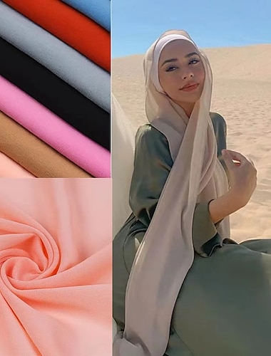  180*75 εκ. μουσουλμανική μόδα σιφόν μαντήλι χιτζάμπ γυναικεία μαντήλια μακρύ σάλι ισλαμικά χιτζάμπ απλό μαντήλι στο κεφάλι τουρμπάνι συμπαγές περιτύλιγμα