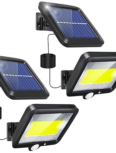  أضواء كاشفة LED ، مصباح شمسي منفصل ، مستشعر حركة خارجي ، مصباح كشاف يعمل بالطاقة الشمسية ، مصباح خارجي يعمل بالطاقة الشمسية ، مضاد للماء ، 3 أوضاع إضاءة بما في ذلك 16.4 قدم (حوالي 5 أمتار) كابل مناسب