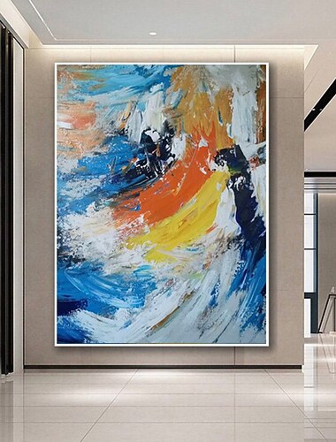  handgemaakte olieverf canvas wall art decoratie abstracte mes schilderij landschap blauw voor home decor gerold frameloze niet-uitgerekt schilderij