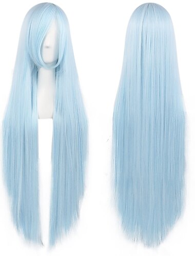 100 cm lange dunkelgrüne Perücke mit Pony, glatte Cosplay-Perücke für Frauen, Mädchen, Männer, Jungen, Kunsthaar-Perücke, Party-Kostüm für Anime, Halloween-Perücke, St. Patrick's Day-Perücken
