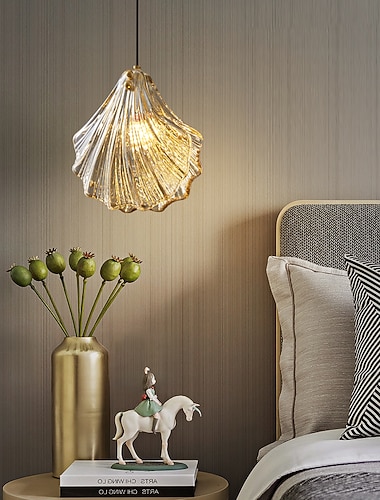  20 سم تصميم قذيفة ضوء led زجاج نحاسي الطراز الحديث أنيق مطلي بالكهرباء على الطراز الشمالي 220-240 فولت