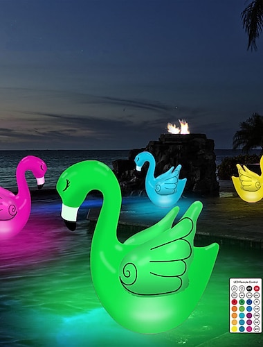  1/2 buc lumini plutitoare pentru piscină flamingo solar lebădă lumină rgb gonflabilă în aer liber ip68 iluminat colorat impermeabil lampă plutitoare pentru lumini de piscină acasă grădină bar gazon
