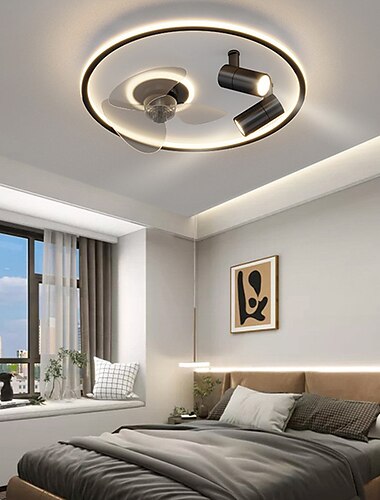  Deckenleuchten führte moderne einfache kreative Restaurantlampe nordische runde intelligente Scheinwerferventilatorlampe