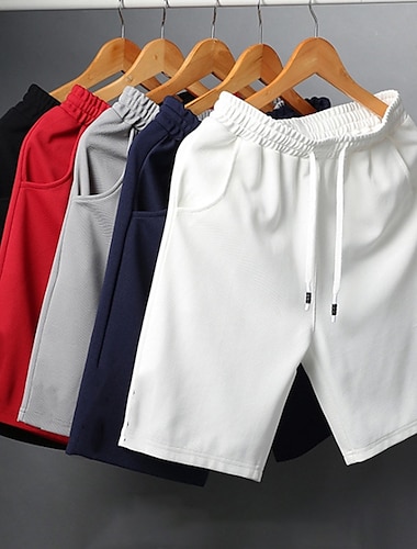  Per uomo Classico Di tendenza Attivo Pantaloncini A cordoncino Tasche Design elastico con coulisse Breve Pantaloni Sportivo Informale Media elasticità Tinta unica Comfort Traspirante Vita normale