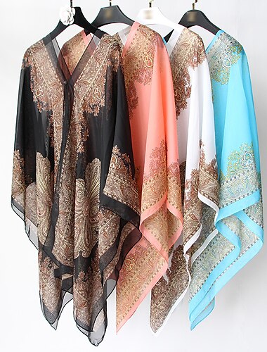  Moda mujer bufanda chal poncho impreso protector solar bufanda protección solar chal playa chal bikini cubierta suave cómodo
