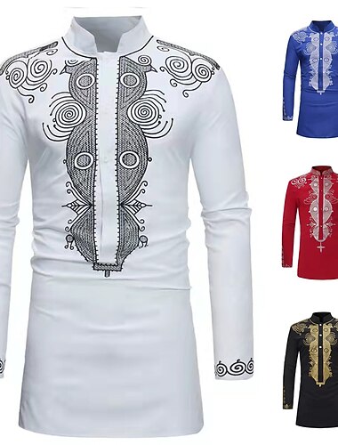  Homme Chemise Tenues Africaines Modernes Impression africaine Dashiki Mascarade Adultes Chemise Soirée