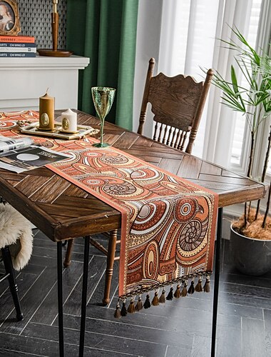  Corredor de mesa de fazenda, corredor de mesa vintage, decoração de mesa de linho de algodão para jantar, festa e feriado