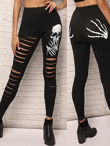  Retro / vintage Punk i gotyk 1970 Getry Spodnie treningowe Szkielet Czaszka Czaszka Damskie Halloween Karnawał Bal maskowy Impreza / Wieczór Wieczór panieński Dla dorosłych Spodnie