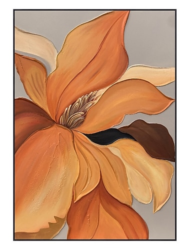  Handgefertigtes handgemaltes Ölgemälde Wandkunst Orange Leinwand Gemälde Blume Heimdekoration Dekor gerollte Leinwand kein Rahmen ungedehnt