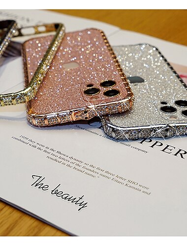  telefono Custodia Per iPhone 14 Pro Max Plus 13 12 11 Pro Max Mini Copertura Posteriore Cornice antiurto per Donna Ragazza Glitter scintillanti Resistente agli urti TPU Strass Metallo