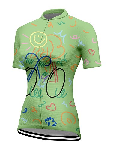  Mujer Maillot de Ciclismo Pintada Manga Corta Bicicleta Maillot Camiseta con 3 bolsillos traseros MTB Bicicleta Montaña Ciclismo Carretera Secado rápido Bandas Reflectantes Bolsillo trasero Dispersor