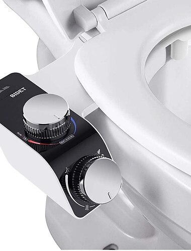  Accessoire de bidet pour toilettes - double buse autonettoyante, bidet non électrique, pulvérisateur de bidet d'eau douce froide et chaude avec commandes de température et de pression