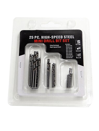  25-teiliges Mini-Hochgeschwindigkeits-Spiralbohrer-HSS-Bit-Set aus weißem Stahl für Dremel-Rotationswerkzeug