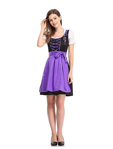  Oktoberfest / Bier Cosplay Kostüm Maskerade Erwachsene Damen Wiesn Traditioneller Stil Traditionelles Kostümkleid Kleid Oktoberfestbier Maskerade Einfache Halloween-Kostüme