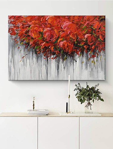  Handgefertigtes Ölgemälde auf Leinwand, Wandkunst, Dekoration, moderne abstrakte Rosenblume für Wohnkultur, gerolltes, rahmenloses, ungedehntes Gemälde