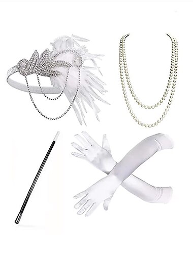 Stirnbänder Ohrring Perlenkette Halloweenkostüm Halskette Austattungen Partykostüm Charme Schick & Modern 1920s Halloween Aleación Für Der große Gatsby Cosplay Damen Weiblich Mädchen Modeschmuck