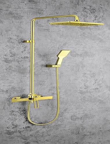  Duscharmatur, Duschsystem-Set – Handbrause inklusive, moderne Chrom-/galvanisierte/lackierte Oberflächen, außen angebrachte Keramikventil-Badewannen-Duschmischbatterien