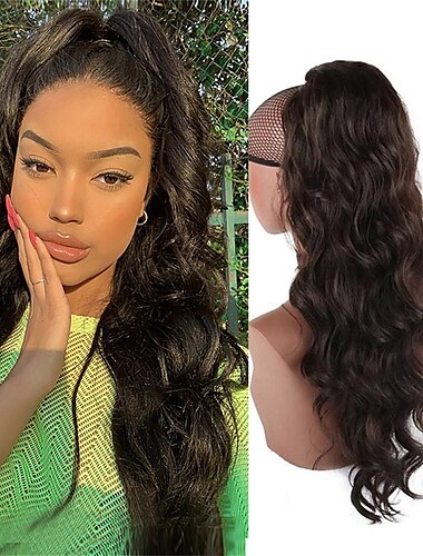  Correa / Peluquín Coletas Mujer / Clásico / Fácil vestidor Cabello humano remy / Pelo sintético Pedazo de cabello La extensión del pelo Ondulado Media Fiesta / Fiesta / Noche / Ropa Cotidiana