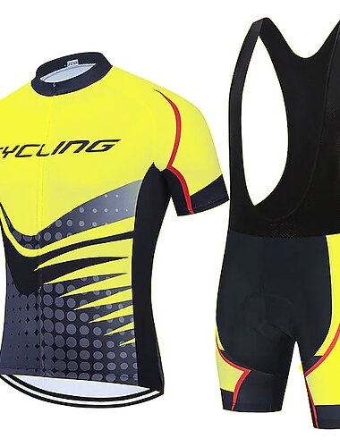  Miesten Pyöräily jersey ja haalarishortsit Lyhythihainen Maastopyöräily Maantiepyöräily Kesä Kevät Valkoinen Punainen Sininen Pallokuosi Pyörä 3D alusta Nopea kuivuminen Takatasku Kosteuden siirtäv