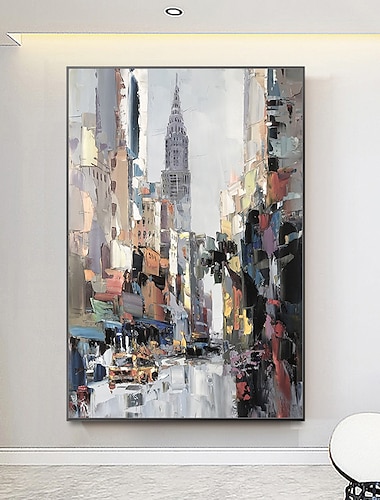  Mintura fait à la main ville paysage peinture à l'huile sur toile mur art décoration moderne abstrait image pour la décoration intérieure roulé sans cadre non étiré peinture