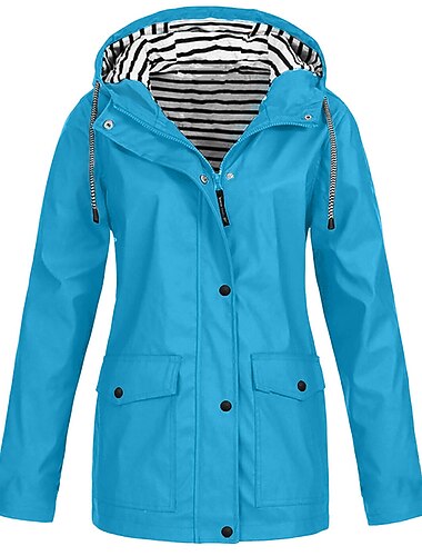  女性用 パーカージャケット ベーシック ジッパー ポケット バレンタイン ポリエステル コート 冬 秋 春 海軍 ブラック ピンク ジッパ－ パーカー レギュラー S M L XL XXL XXXL / 防水 / 速乾性 / 防風