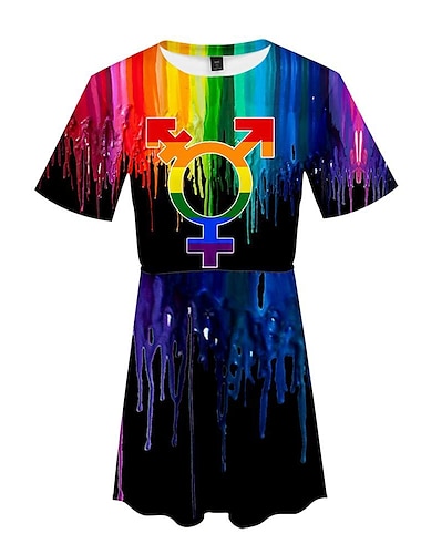  Orgullo gay bandera arcoiris LGBTQ Vestidos Arco iris 3D Gráfico Para Mujer Adulto Carnaval Impresión 3D Desfile del orgullo Mes del Orgullo